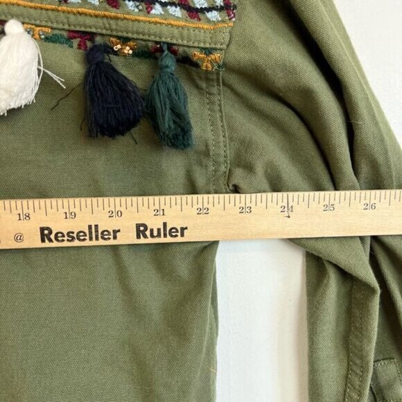Zara Trafulac Collection Women’s XS Army Green Embroidered Button Down Shirt Top - Picture 7 of 13